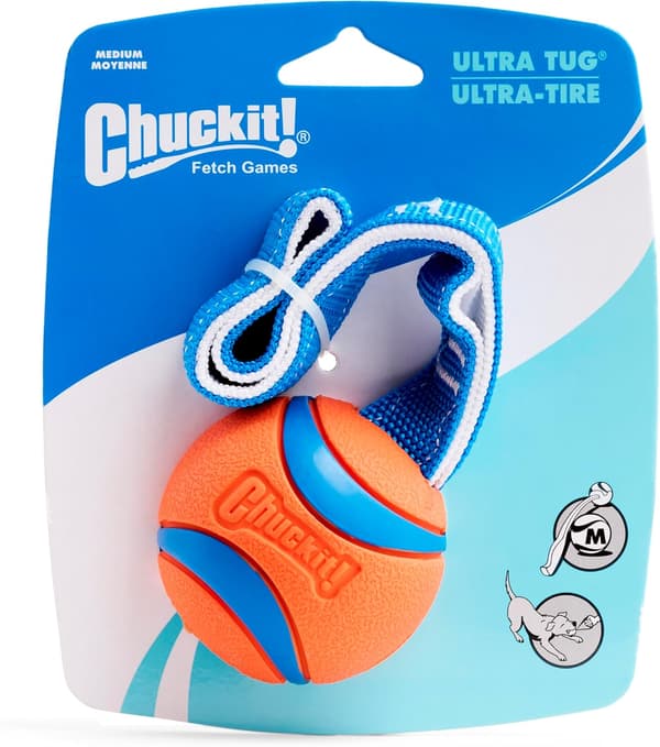 Hundeleke med gummiball, drakamp, interaktiv kasteleke for hunder, medium