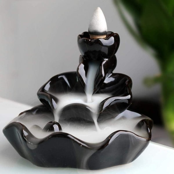 Røgelsebrænder, Lotus Tilbageflow Røgelseholder Keramisk Kar Koner Sticks Porcelænsholder