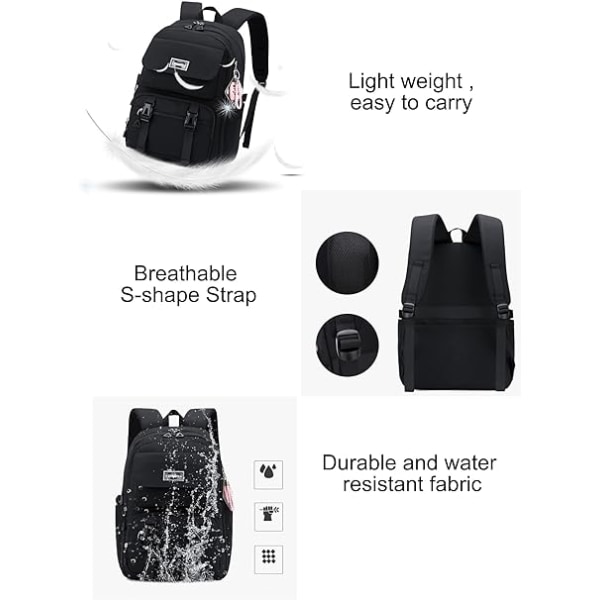 Ryggsäck för tonårsflickor, casual ryggsäck för högstadiet och gymnasiet, damryggsäck för dagliga resor, laptopväska