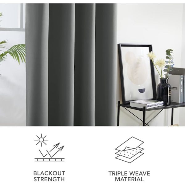 Grå blackout gardiner 46 x 54 tommer øye supermyk termisk isolert soverom gardiner blackout øye gardiner for stue grå 2 paneler