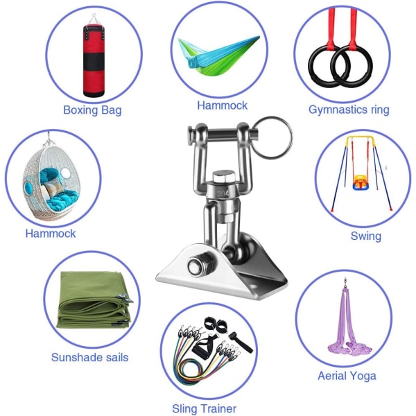 Svingophængere, Sæt af 2 Rustfrit Stål 360° Drejelige Hængekroge med Leddelt Bolt