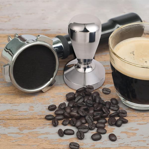 Kaffe Tamper, 51mm Espresso Kaffe Press Rustfrit Stål Sølv Tamper Kaffebar Tilbehør med Silikone Tamper Måtte