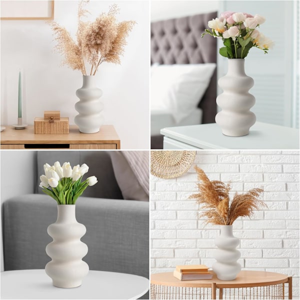 Beige vase lavet af keramisk blomster vase moderne med donut design