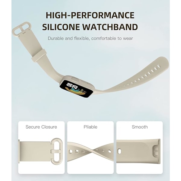 Rem for Xiaomi Mi Watch Lite/Redmi Watch, myk silikon sportsarmbånd i off-white