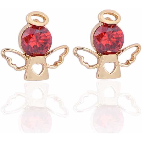 Forgyldte Charm Grøn Rundt Slibet Cubic Zirconia Lykkeengel Design Mini Post Stud Øreringe