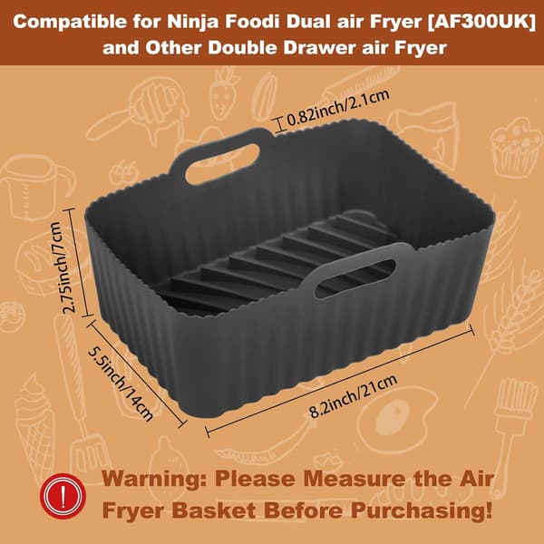 Silikon Air Fryer Foder 2 st Återanvändbart Silikon Dubbelkorg Air Fryer Foder 7,6L
