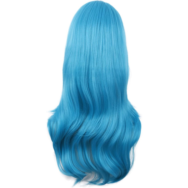 70cm/ 28 tum Lång Lockig Dam Curl Anime Kostym Peruker Cyan blue