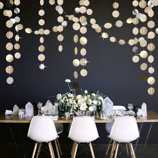 5 stk. Glitter Champagne Guld Papircirkel Prikker Girlande Banderoler Streamers Hængende Vimpel Ornament til Forlovelsesfest