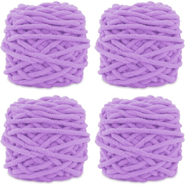 Strikkegarn i flere farger - Mykt, tykt garn for hekling, mykt, tykt garn for garnprosjekter, lage plysjballer, håndlagde vesker, gensere, sko, luer Light purple