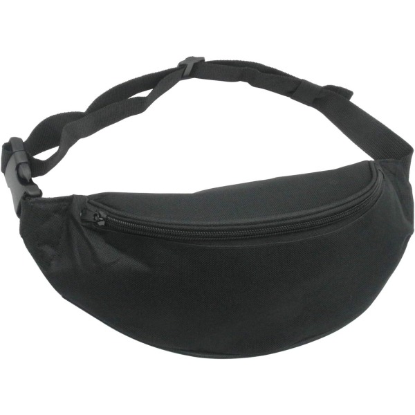 Unisex Fanny Pack for Kvinner Menn, Fashion Sporty Multi-purpose 2-Zipper Fanny Pack Justerbar Stropp black