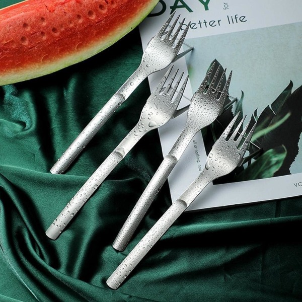 2 i 1 vattenmelonskärare och skärare i rostfritt stål fruktskärgaffel melon tärningsverktyg för kök