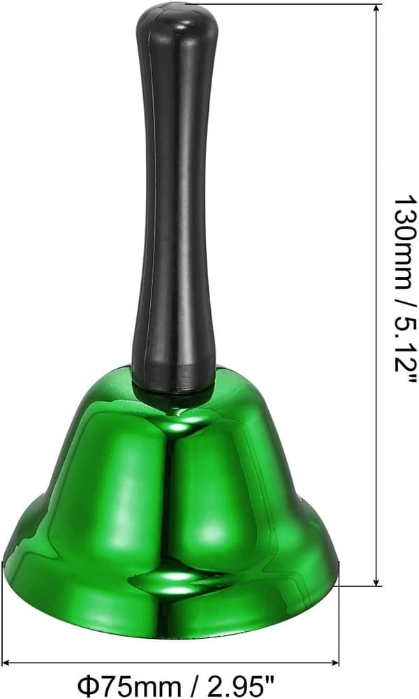 1 st Högljudd Handklocka, 75 mm (2,95\") Dia. Middagsklocka för Klassrum, Service, grön