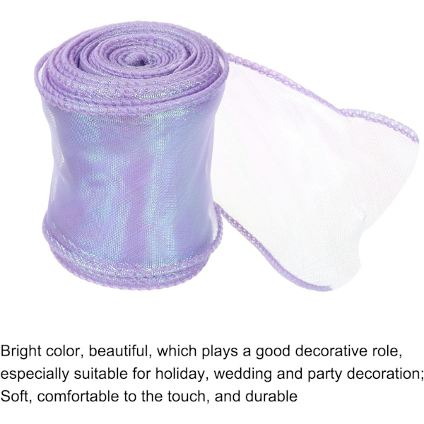 Kiiltävä Organza-nauha, Pastellinen Shiffon-nauha, Jouset, 4cm*10 jaardia/rulla (noin 9 metriä), Violetti, Lahjapakkausten Koristeluun