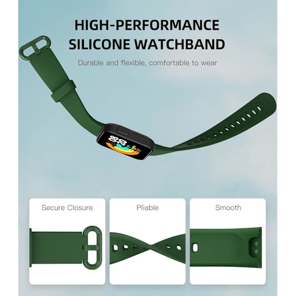 2-pakkaus hihna, yhteensopiva Xiaomi Mi Watch Lite/Redmi Watch -rannekellon kanssa, pehmeä silikoni korvaava urheiluranneke - muste sininen/tummanvihreä