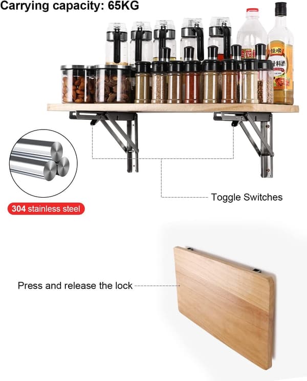 Folding Bracket 350mm, 2stk Rustfritt Stål Folding Console Bracket, Folding Rack Bracket Belastning, Heavy Duty Retractable Folding
