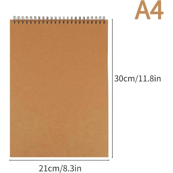 A4/A5 Skitsebog, Tegnebog, 60 Sider (30 Ark) Skitseblok Spiralbundet Hårdt Kraftpapir Omslag Portræt, Kunst Tegnetilbehør 1PC A4