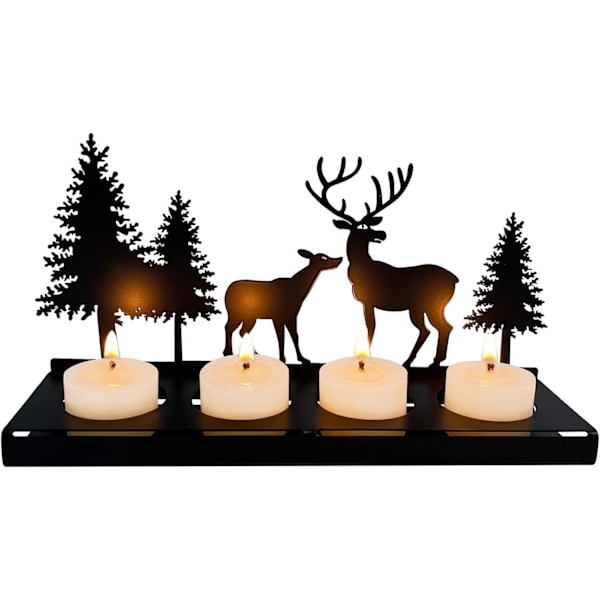 Svarta Julstjärnelyktor, Dekorativ Mittpunkt för Vardagsrum för 5,8 cm Ljus, Juldekoration för Hemmet, Vintage Metalldekoration