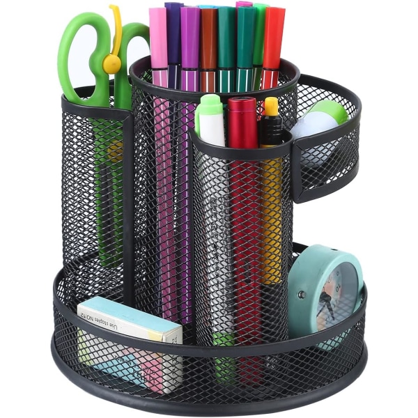 Office Storage Organiser - 360° Rotating Metal Wire Organiser, Pencil Holder, Office Accessory, Pen Holder