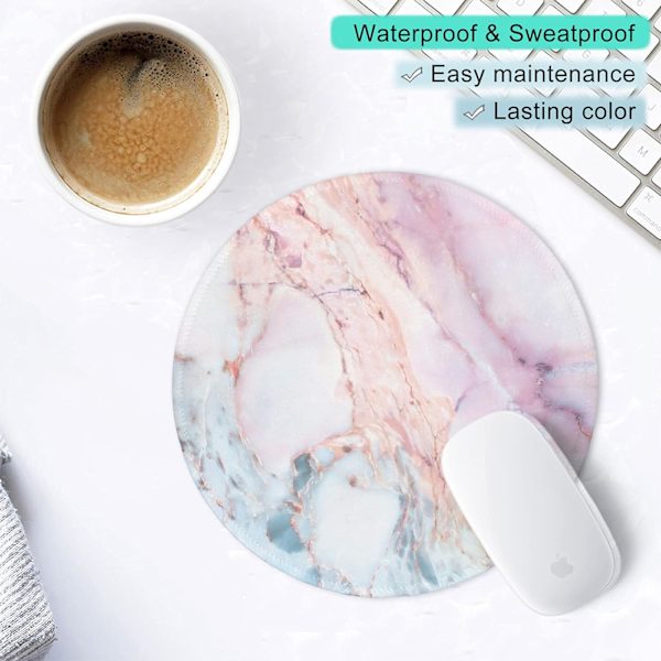 Marmor Rund Musematte, Rosa Marmor Tilpasset Premium-Teksturert Musematte
