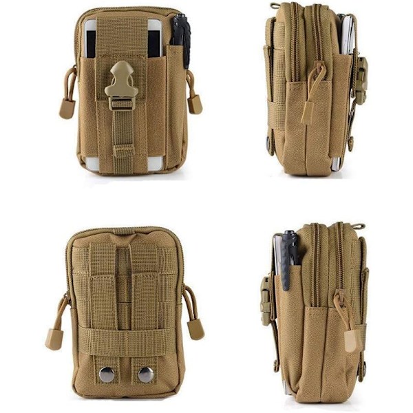 Multifunktionel Poly Tool Holder, Taktisk Lomme Utility Gadget Taljepose med Mobiltelefon til Vandreture Camping Mud color