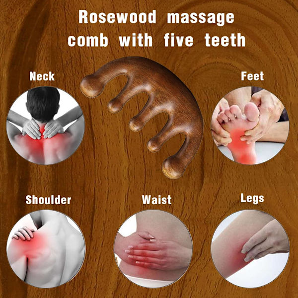 Träkam, Multipurpose Scalp Gua Sha Kam, Trä Hårkam