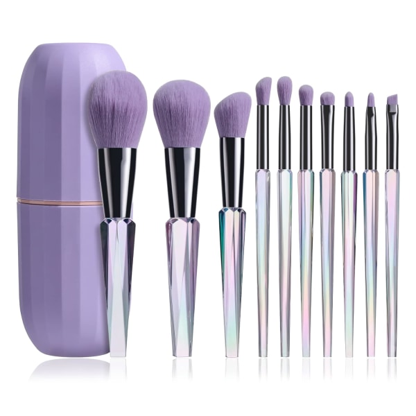 Makeupbørster 10 stk Premium syntetiske børster Krystalhåndtag Makeup Kit, med gaveæske (krystalhåndtag)