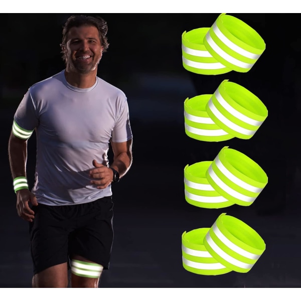 Reflekterande löparutrustning - Reflekterande handledsrem - Säkerhetsreflekterande armband - Vis-remmar Reflektorarmband - Reflexband för promenader 4st