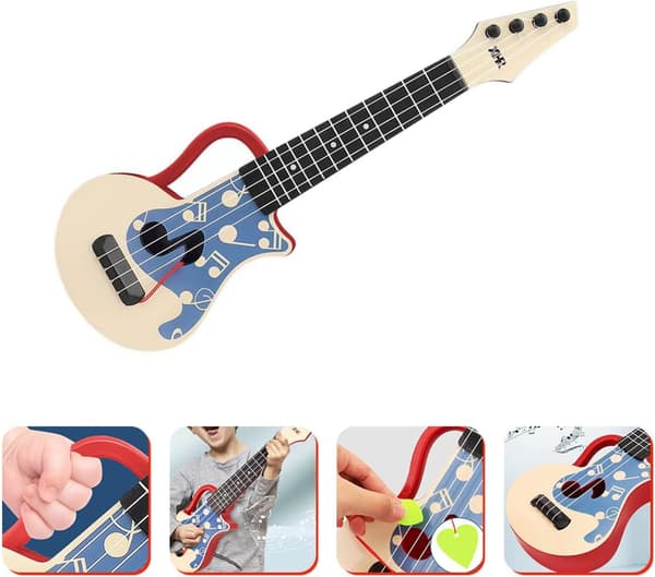 Barn Gitarr Pedagogisk Ukulele för Barn Leksaksgitarr Plast Ukulele Nybörjar Ukulele Tidig Utbildning Ukulele Barn Ukulele Röd Nylon