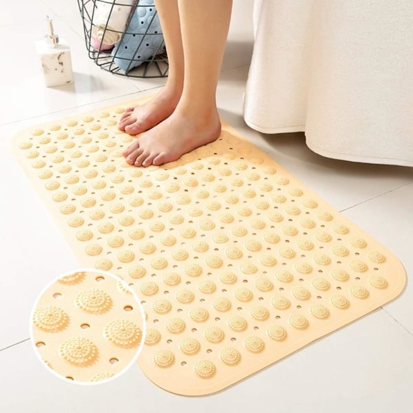 Populär stark halkfri duschbadmatta badrumssäkerhet gummisugkoppar (ljusblå, 36cmx71cm)