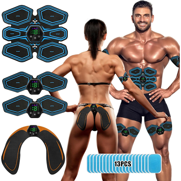 EMS Muscle Stimulator, ABS Trainer Muscle Stimulator, 6 Modes & 19 Intensities, USB Rechargeable