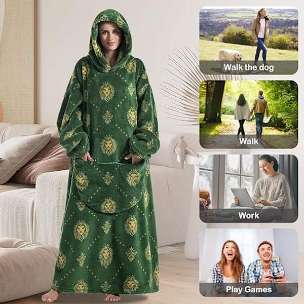 Oversized teppegenser for voksne Super Soft Extra Long Wearable teppegenser med lomme Wearable Vinter varm genser Unisex for kvinner menn