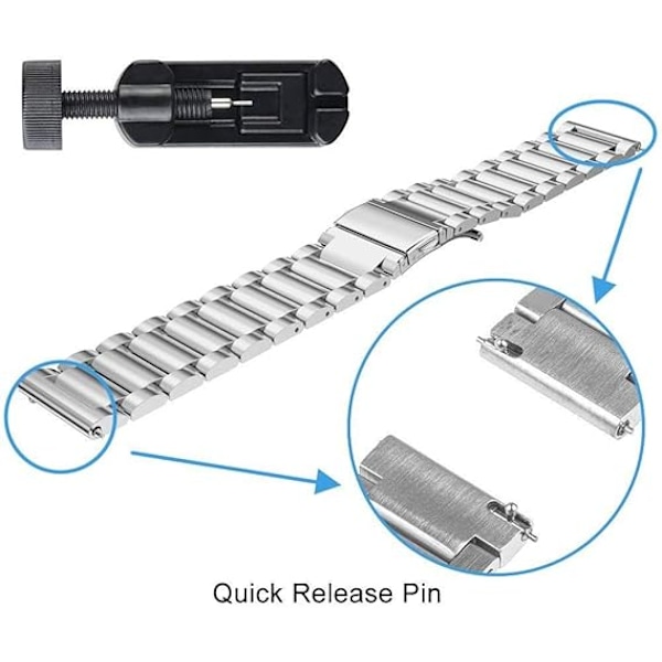 Kompatibel med HUAWEI WATCH GT4 46mm armband, snabbkoppling i rostfritt stål, ersättningsarmband i silver (inga verktyg ingår)