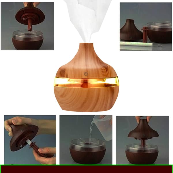 300 ml æterisk oliediffuser, 7 farver LED ultralydsluftfugter, oliediffuser, luftrenser, til hjem, yoga, kontor, SPA, soveværelse, gul