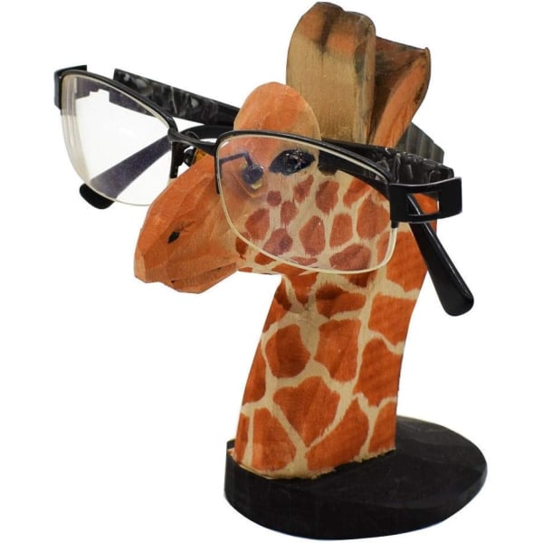 Håndskåret trebriller Brille Solbriller Holder Stativ Dyreformet Hjemmekontor Skrivebord Dekor Gave (Giraffe)