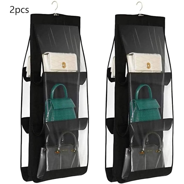 2 stk. Garderobes Opbevaringspose, Skab Organizer Pose, Håndtaske Hanger Organizer til Skab, til College, Student, Stue