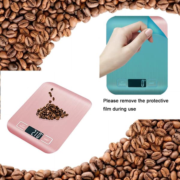 Digital Köksvåg, 10KG/1g Matvåg, med LCD-display, 6 Enheter, Tareringsfunktion, för Bakning Matlagning Kaffe Djurfoder, Rosa