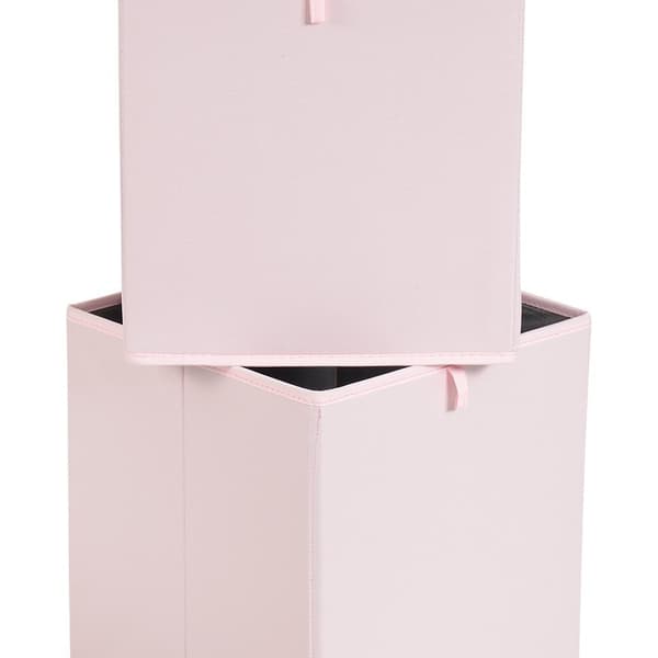 Tekstil oppbevaringskuber, sammenleggbare, sett med 6, peonrosa