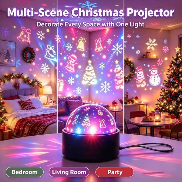 Jule-natlampe | Dobbeltfunktion natlampe | Smart julelys | RGB-lys | Farveskiftende