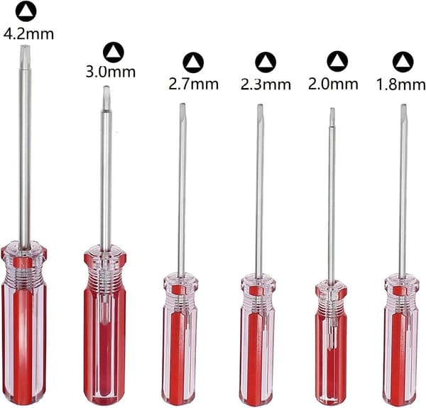 6-delad triangulär skruvmejselset, magnetiska triangulära skruvmejselbitar 1,8 mm 2,0 mm 2,3 mm 2,7 mm 3,0 mm 4,2 mm leksaker