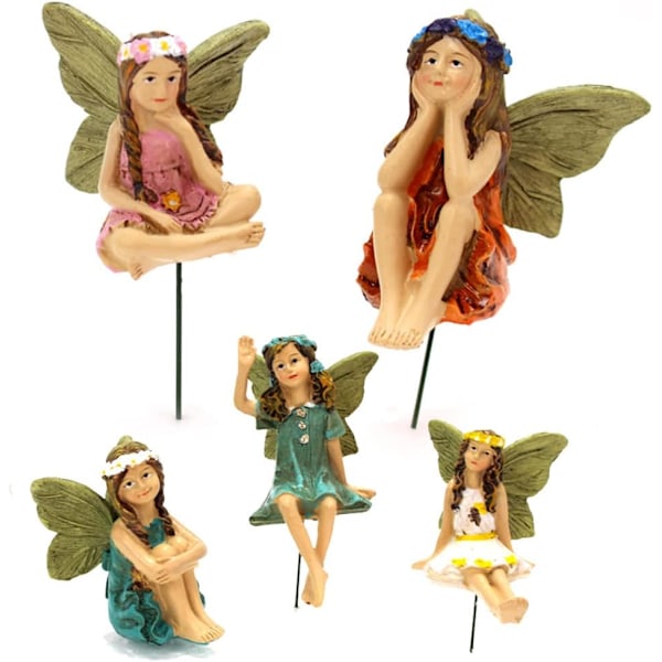 Miniatyrféfigurer, 6 Delar Féträdgårdstillbehör, Miniatyrhartsféstaty, Utomhus Mini Féträdgårdsprydnader