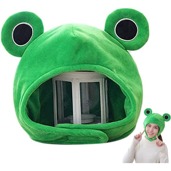 Costume Hat for Adults Funny Frog Shaped Hat Novelty Hat Plush Frog Headgear