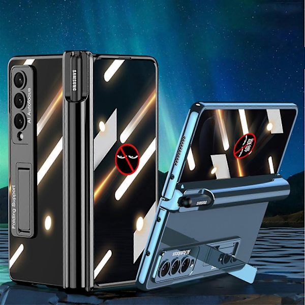 Yksityisyyttä suojaava Anti-peeping -kotelo, yhteensopiva Samsung Galaxy Z Fold 4:n kanssa, pinnoitettu PC-magneettisaranallinen jalustakansi