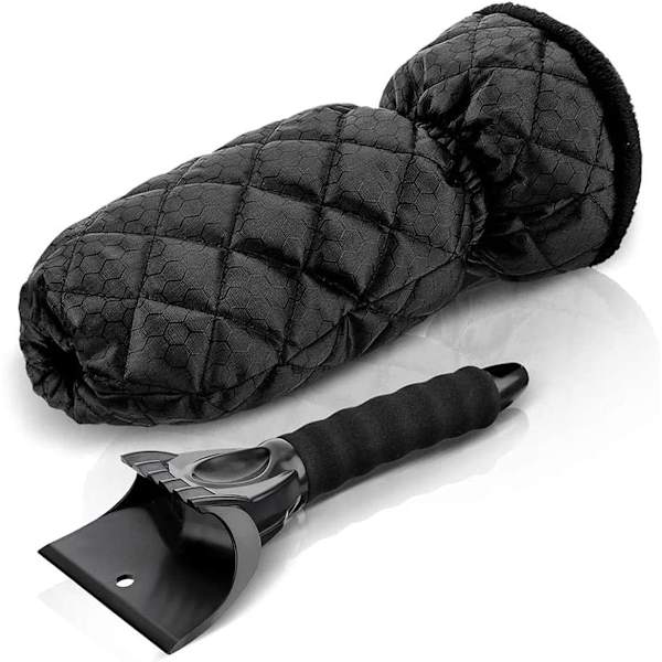 Isskrape, vindusskrape, isskrape med hanske, bilvindusskrape, anti frost vindusskrape for bil SUV/lastebil frontrute (svart)