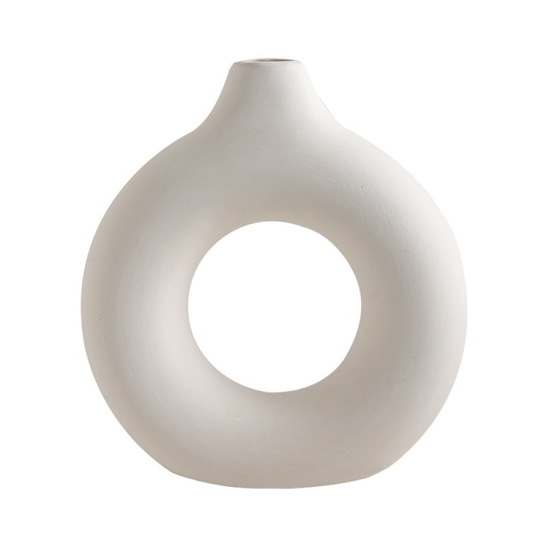 Set med 2 Keramiska Vaser, Runda Ihåliga Keramiska Vaser, Handgjorda Keramiska Vaser, Runda Pampasgräsvaser för Modern Heminredning (M+S)