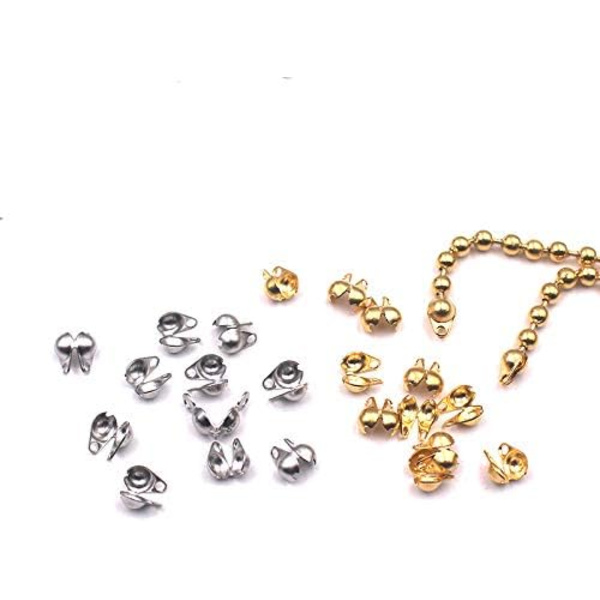200 stk åpne perletupper knutedeksler clamshell endehette krymper perler ballkjedekontaktlås for smykkehåndverk 1,5 mm