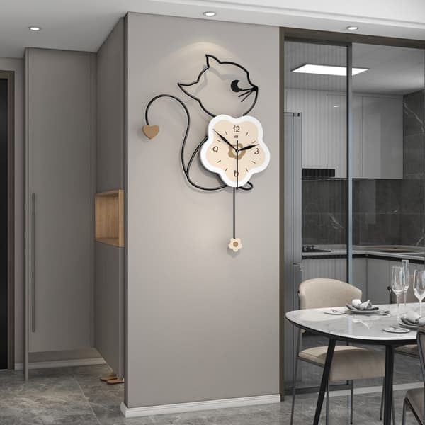Kattväggklocka, modern enkel klocka, väggklocka för hemmet