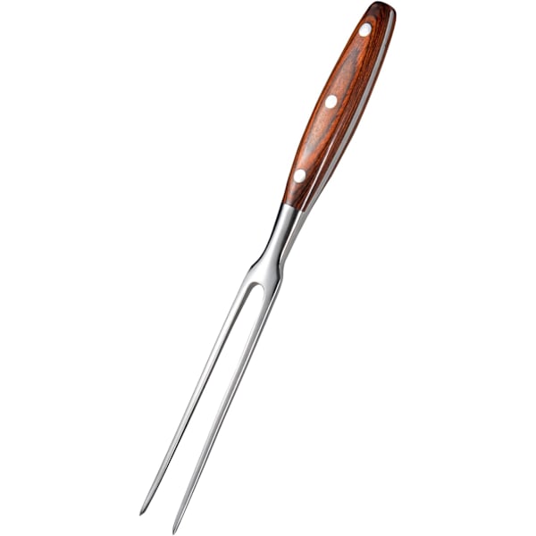 Meat fork, stainless steel grill fork with wooden handle roasting fork