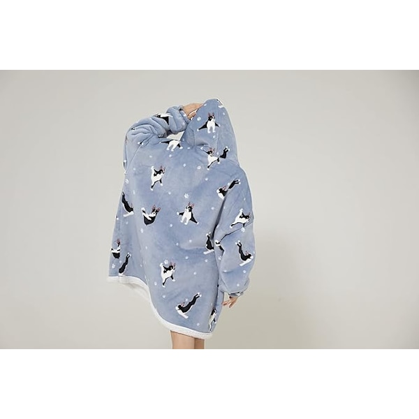Oversized hættetrøje-sweatshirt-tæppe, super blødt varmt behageligt tæppe-hættetrøje, til voksne, kvinder og piger Jumping Puppy