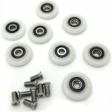 8 reservehjul til brusebadsdør med 23 mm diameter