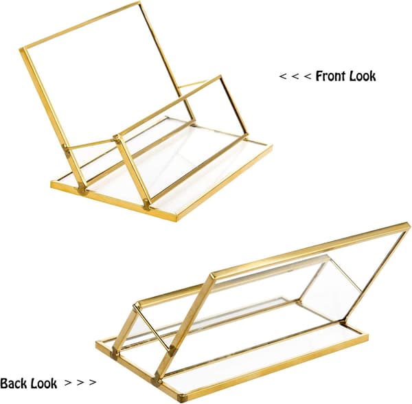 Glass Visitkort Holder Gull Navnekort Display Stativ Visitkort Organizer